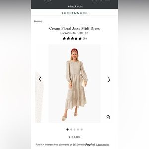 Hyacinth House Long Sleeve Midi in Cream Floral currently for sale on Tuckernuck